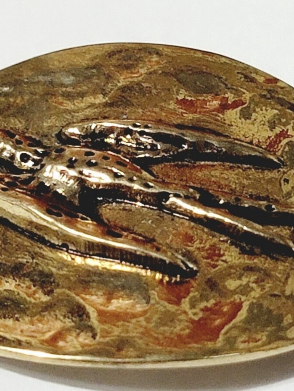 Vintage Bird Slide Pendant Buckle Hammered Gold-tone Jewelry 2” acc-